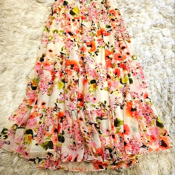 Boston Proper Floral off the Shoulder Top with Tiered Maxi Skirt - Picture 8 of 16